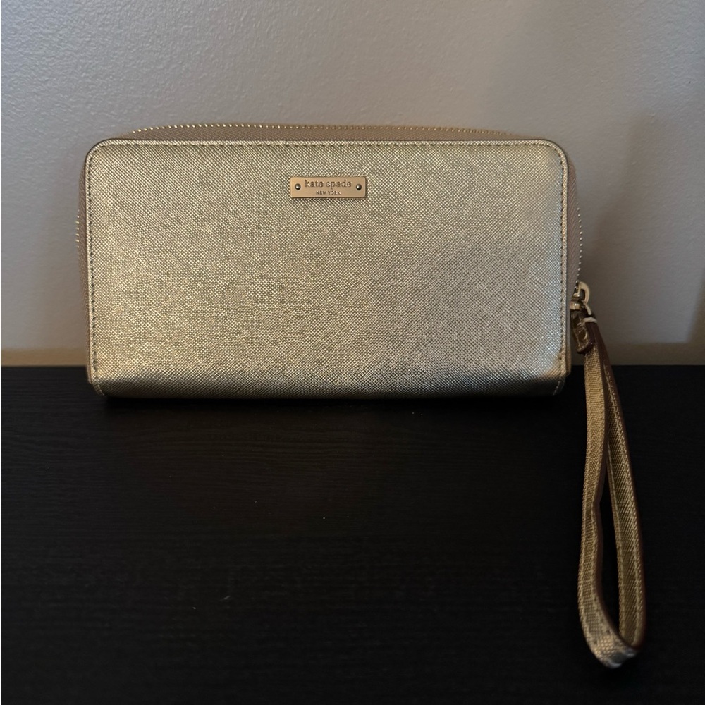 Kate Spade Gold Wristlet Clutch